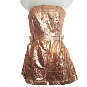 Urban Outfitters Strapless Romper Shorts Rose Gold Metallic Yara XS Womens